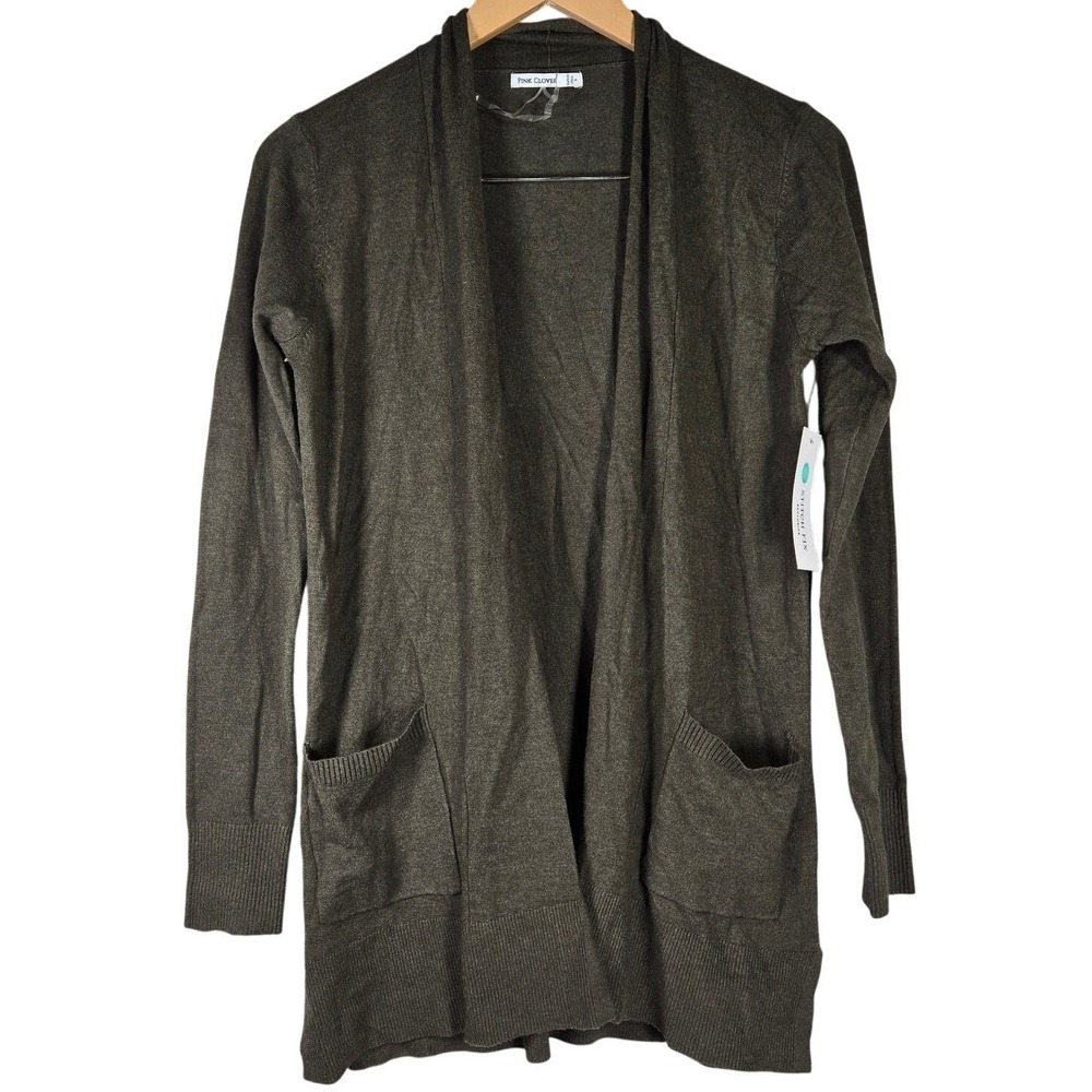 Pink Clover Penton Two Pocket Open Front Cardigan Olive‎ Green S NWT